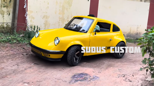 man builds porsche 911 electric car miniature man builds porsche 911 electric car miniature
