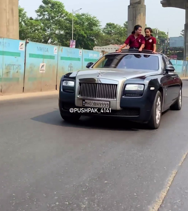 girls dangerous stunts on rolls royce sunroof