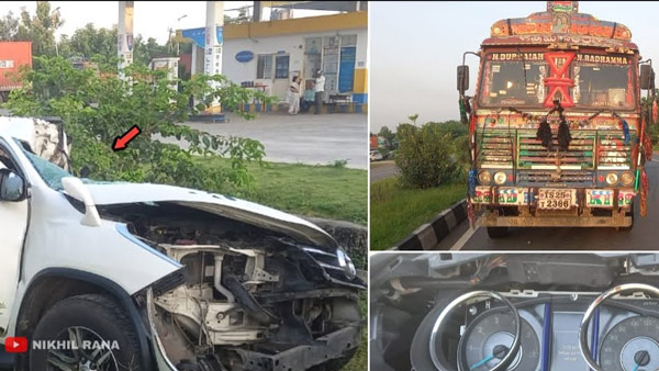 Toyota Fortuner hits truck Toyota Fortuner hits truck