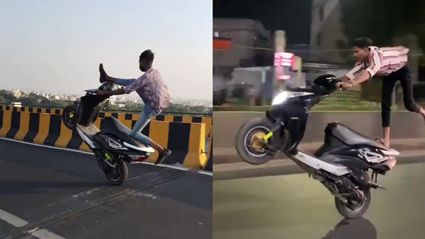 Stunts-On-Bike-At-Telangana-Secretariat