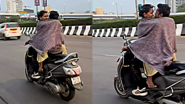 couple dangerous stunts on public road