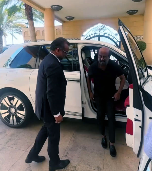 MA Yusuff Ali and Superstar Rajnikanth in Rolls Royce