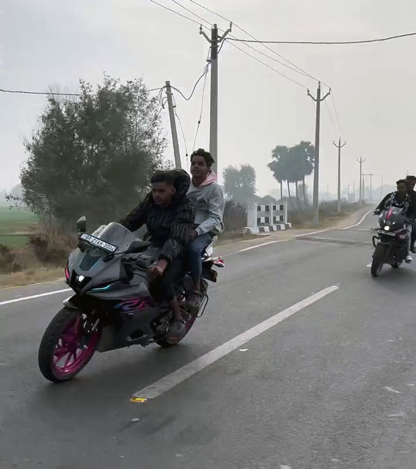 Biker Stunts Hit The Oncoming Truck