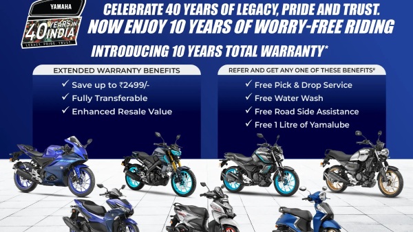 Yamaha Offers 10 Years Warranty On Scooters Bikes