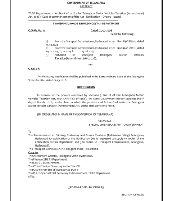 Telangana New Vehicle Road Safety Tax Price Hike March 1st More Details Inside