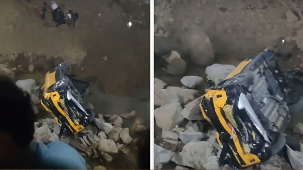 Tata Sierra Plunges into 20 Foot Pit 5 Star Safety Saves Lives During Thane Test Drive Accident
