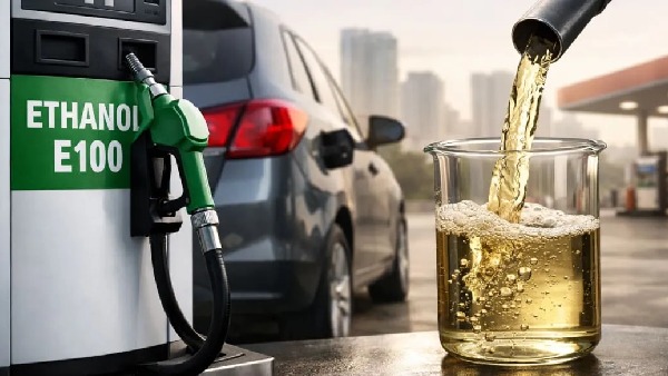 what is e100 ethanol fuel benefits and drawbacks nitin gadkari flex fuel cars india